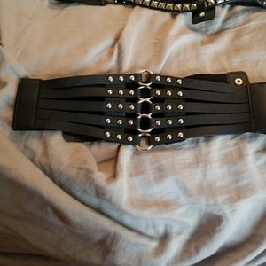 Leather metal thick belt